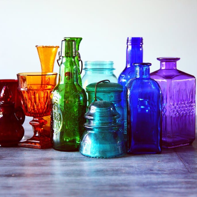 Assorted-color Translucent Glass Containers