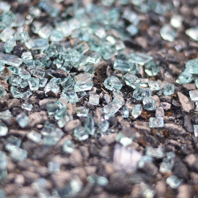 Macro Shot of Pieces of Shattered Glass