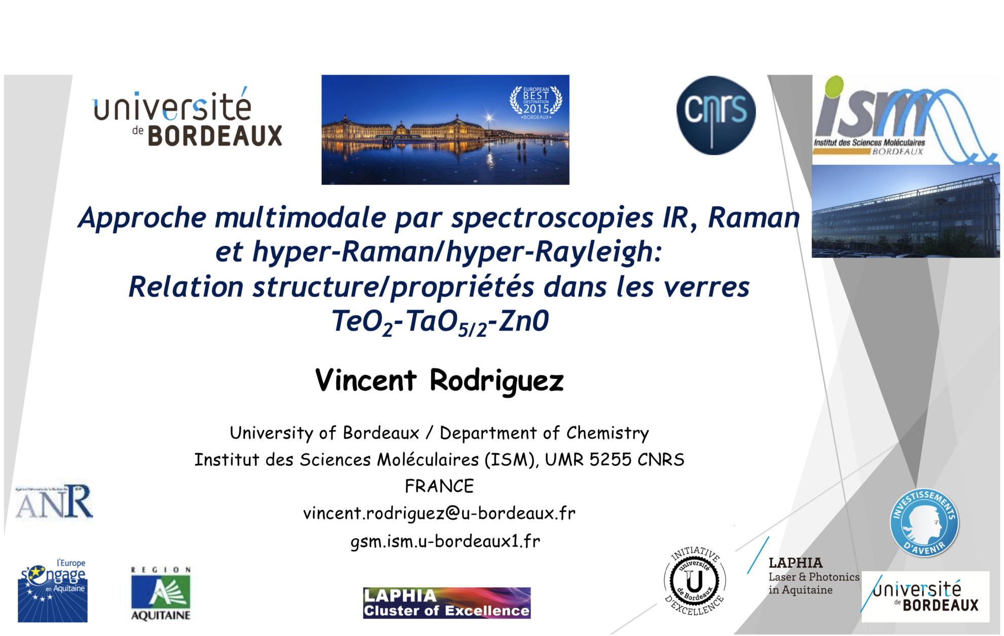 Relation structure/propriétés dans les verres chalcogénures: approche ...