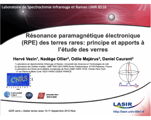 Résonance paramagnétique électronique (RPE) des terres rares: principe et apports à l’étude des verres – H. Vezin