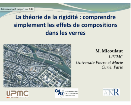 La théorie de la rigidité: comprendre simplement les effets de composition dans les verres – M. Micoulaut