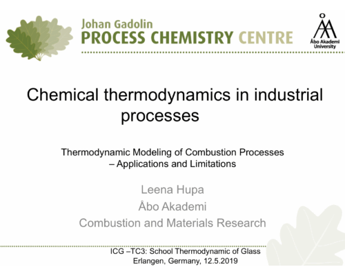 Chemical thermodynamics in industrial processes – L. Hupa