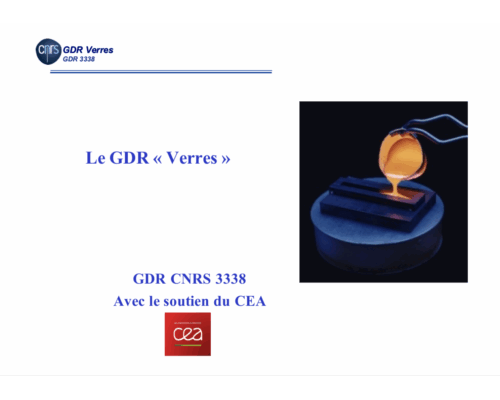 Le GDR Verres – L. Montagne