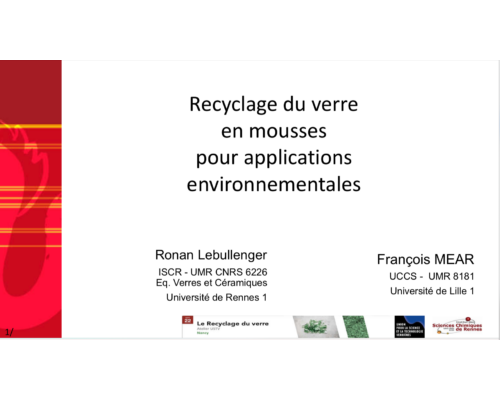 RECYCLAGE DU VERRE EN MOUSSES POUR APPLICATIONS ENVIRONNEMENTALES – Ronan Lebullenger (Univ. Rennes)