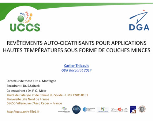 Revêtements auto-cicatrisants pour applications hautes températures sous forme de couches minces – C. Carlier