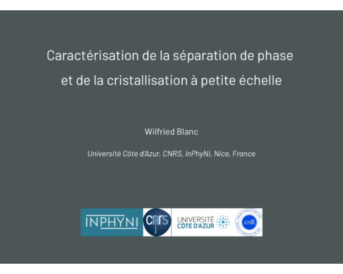 Caractérisation de la séparation de phase et de la cristallisation à petite échelle – Wilfried Blanc (InPhyNi)