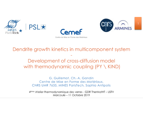 Dendrite growth kinetics in multicomponent system – Development of cross-diffusion model with thermodynamic coupling (PY  KIND) – G. Guillemot & Ch.A. Gandin (CEMEF)
