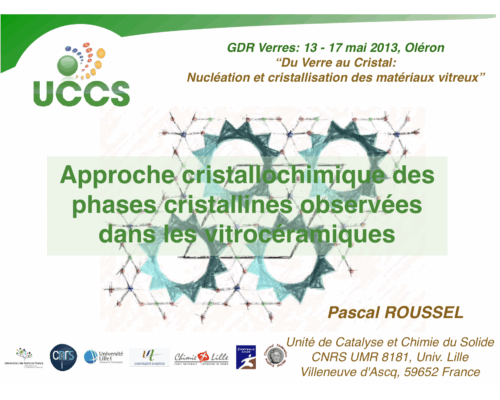 Approche cristallographique des phases cristallines observées dans les vitrocéramiques – P. Roussel