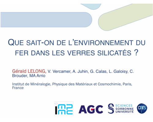 Que sait-on de l’environnement du fer dans les verres silicatés ? – G. Lelong