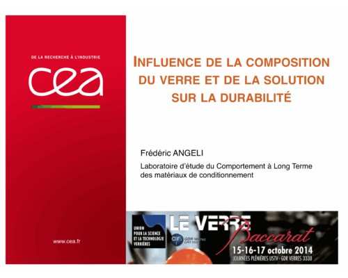 Influence de la composition du verre et de la solution sur la durabilité chimique – F. Angéli