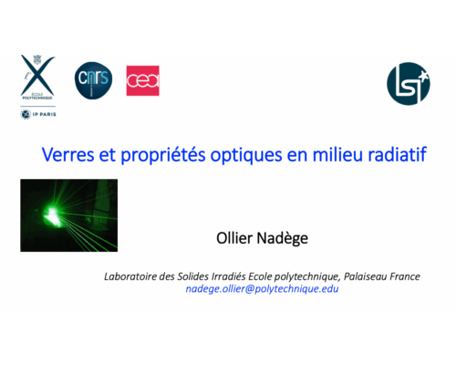 Verres et propriétés optiques en milieu radiatif – N. Ollier