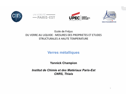 Verres métalliques – Y. Champion