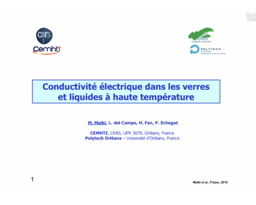 Conductivité électrique dans les verres et liquides à haute température – M. Malki