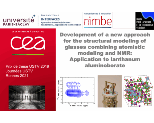 DEVELOPPEMENT D’UNE NOUVELLE APPROCHE POUR LA MODELISATION STRUCTURALE DES VERRES COMBINANT MODELISATION ET RMN – E. CHESNEAU (CEA)