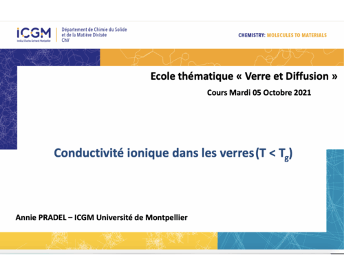 Conductivité ionique dans les verres (T < Tg) - A. Pradel