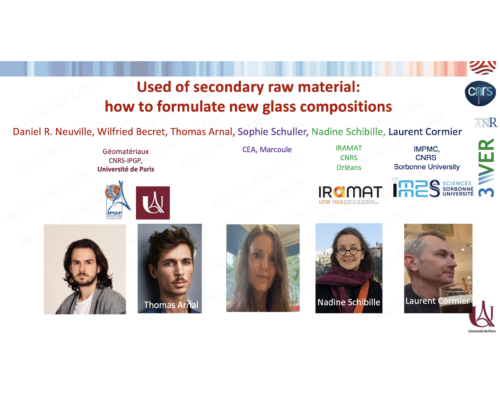 Used of secondary raw material: how to formulate new glass compositions – D. Neuville / W. Becret / T. Arnal / S. Schuller / N. Schibille / L. Cormier
