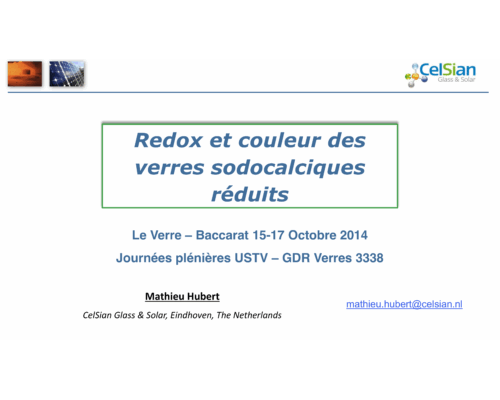 Redox et couleur des verres sodo-calciques réduits – M. Hubert