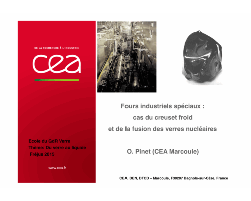 Fours industriels spéciaux : cas du creuset froid et de la fusion des verres nucléaires – O. Pinet