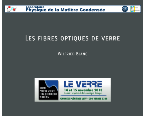 Les fibres optiques de verre – W. Blanc