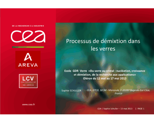 Processus de démixtion dans les verres – S. Schuller