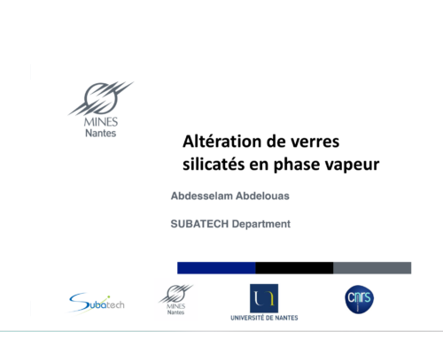 Altération de verres silicatés en phase vapeur – A. Abdelouas