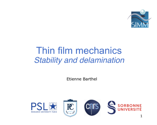 Thin film mechanics Stability and delamination – E. Barthel