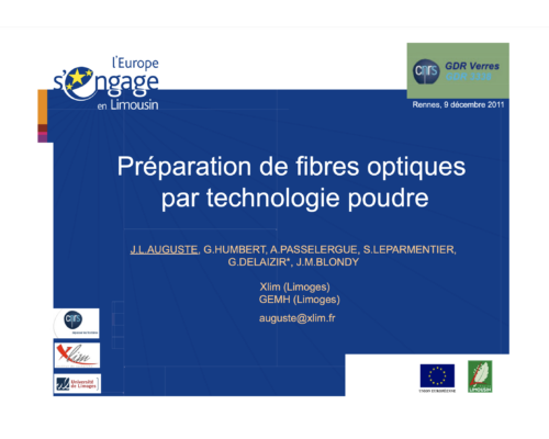 Préparation de fibres optiques par technologie poudre – J.-L. Auguste