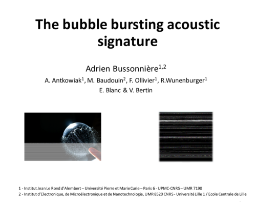 The bubble bursting acoustic signature – A. Bussonnière