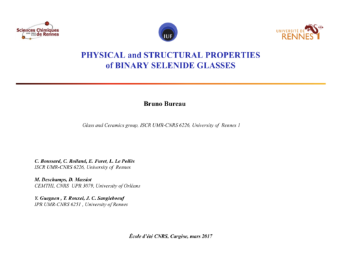 Physical and structural properties of binary selenide glasses – B. Bureau