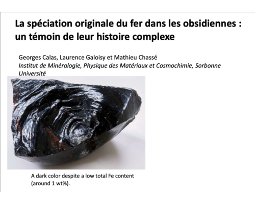 La spéciation originale du fer dans les obsidiennes : un témoin de leur histoire complexe – G. Calas