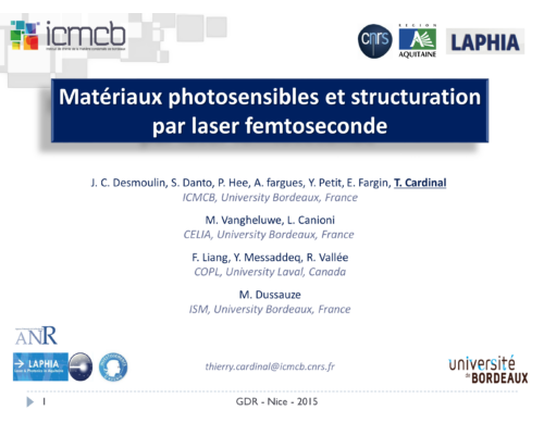 Matériaux photosensibles et structuration par laser femtoseconde – T. Cardinal