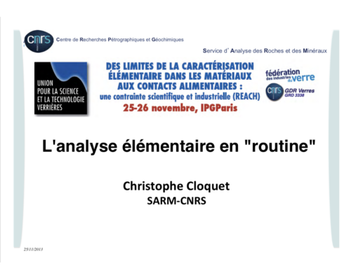 L’analyse élémentaire en « routine » – C. Cloquet