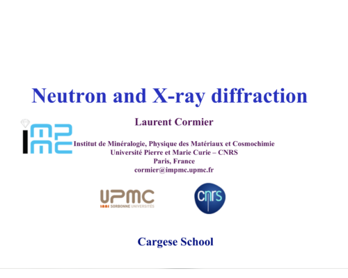Neutron and X-ray diffraction – L. Cormier
