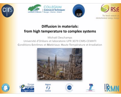 Diffusion in materials: from high temperature to complex systems – M. Deschamps