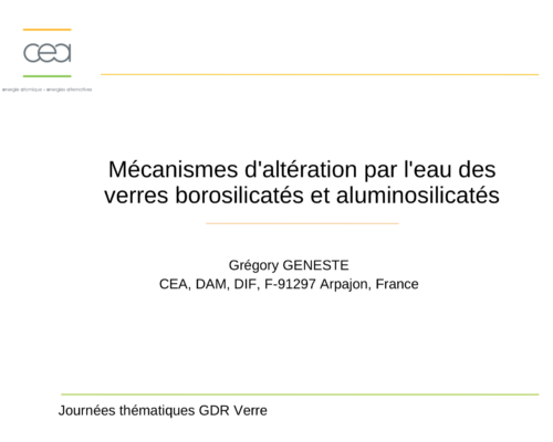 Mécanismes d’altération par l’eau des...Ecole thématique CNRS/USTV 2011