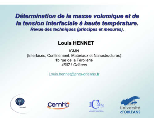 Tension Interfaciale / densité HT – Théorie – L. Hennet (ICMN, Orléans)