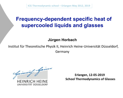 Frequency-dependent specific heat of supercooled liquids and glasses – J. Horbach
