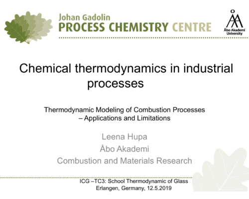 Chemical thermodynamics in industrial processes – L. Hupa
