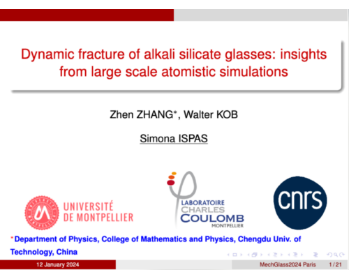Dynamic fracture of alkali silicate glasses: insights from large scale atomistic simulations – S. Ispas