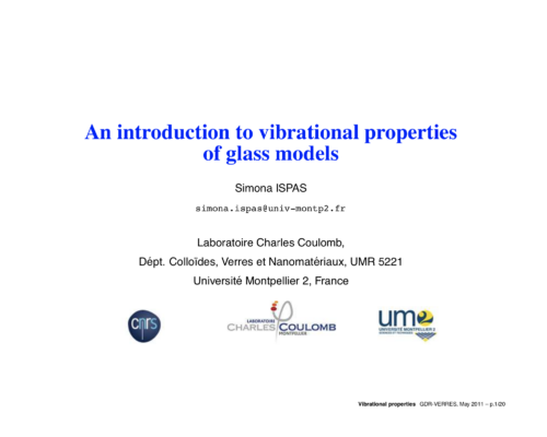 An introduction to vibrational properties of glass models – S. Ispas