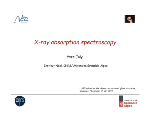 X-ray absorption spectroscopy – Y. Joly
