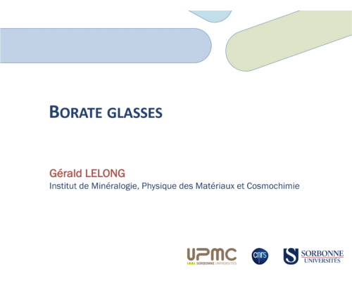 Borate glasses – G. Lelong