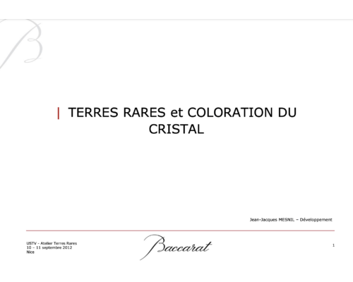 Terres rares et coloration du cristal – J.-J. Mesnil