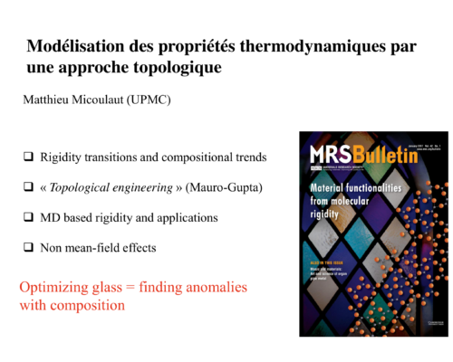 Modélisation des propriétés thermodynamiques par une approche topologique – M. Micoulaut