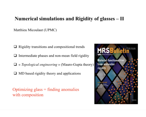 Numerical simulations and Rigidity of glasses – II – M. Micoulaut