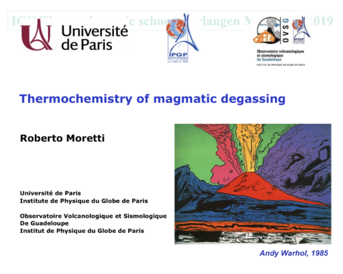 Thermochemistry of magmatic degassing – R. Moretti