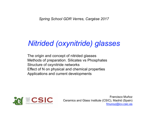 Nitrided (oxynitride) glasses – F. Munoz
