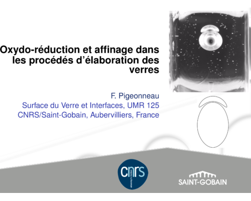 Oxydo-réduction et affinage dans les procédés d’élaboration des verres – F. Pigeonneau