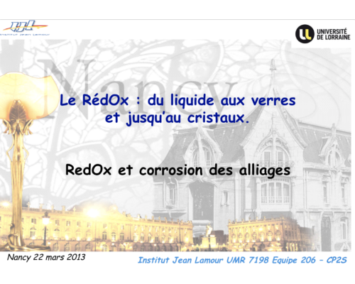 RedOx et corrosion des alliages – C. Rapin