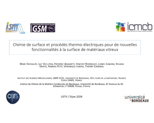 Chimie de surface et procédés thermo-électriques pour de nouvelles fonctionnalités à la surface de matériaux vitreux – M. Dussauze